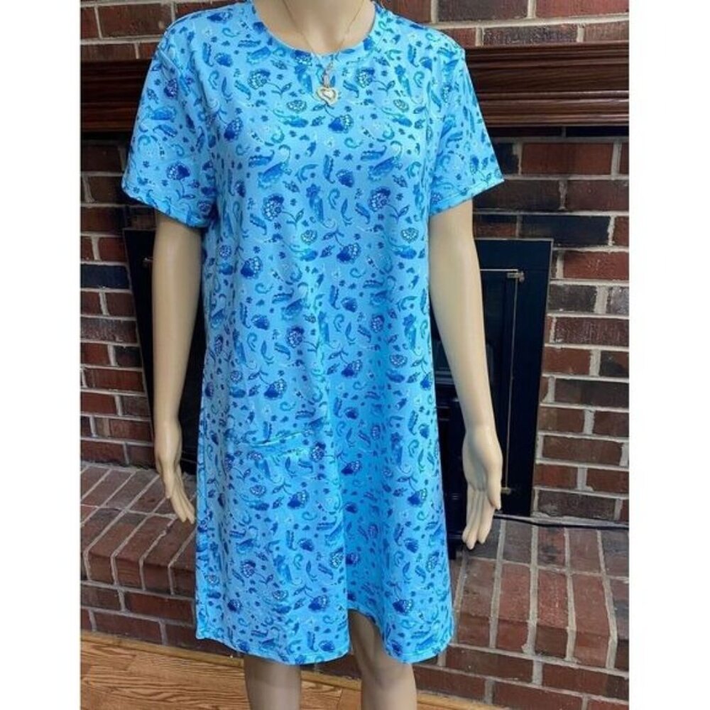 Women's Cabana Life Shift Dress Size M Short Sleeve Pockets Blue,UPF 50 New - Picture 9 of 16